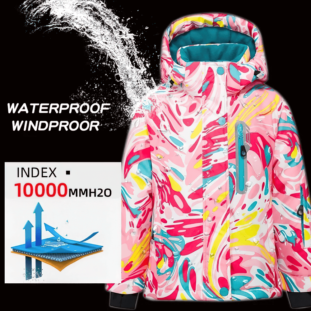 Vibrant Stylish Durable Warm Ski Jacket for Girls - SF3582, waterproof and windproof, perfect for winter adventures.
